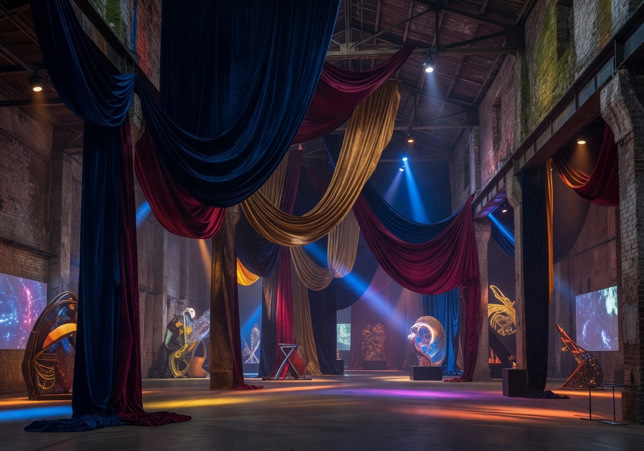 Creative mill complete venue transformation with dramatic draping and lighting