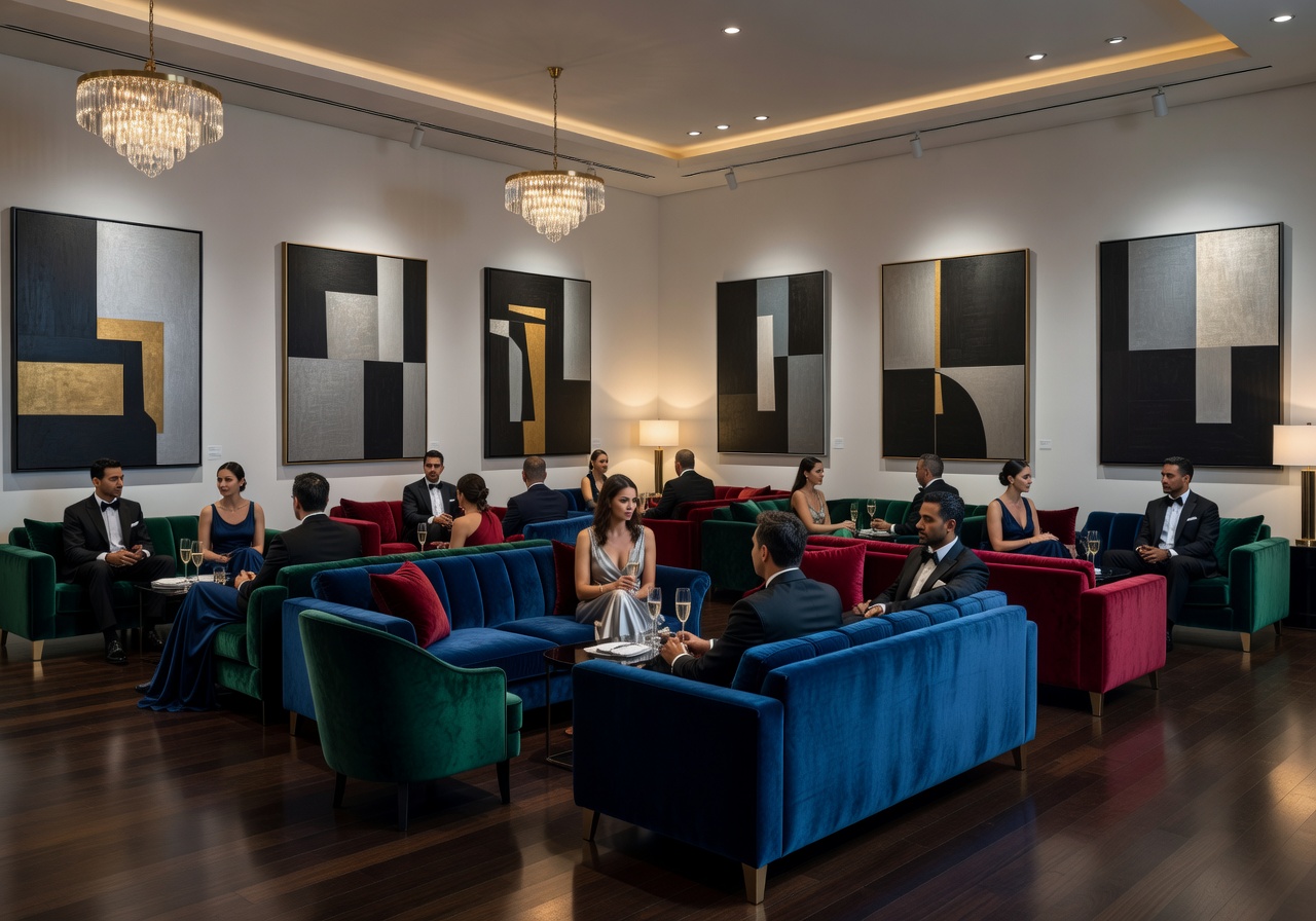 Corporate gala luxury lounge area with velvet seating